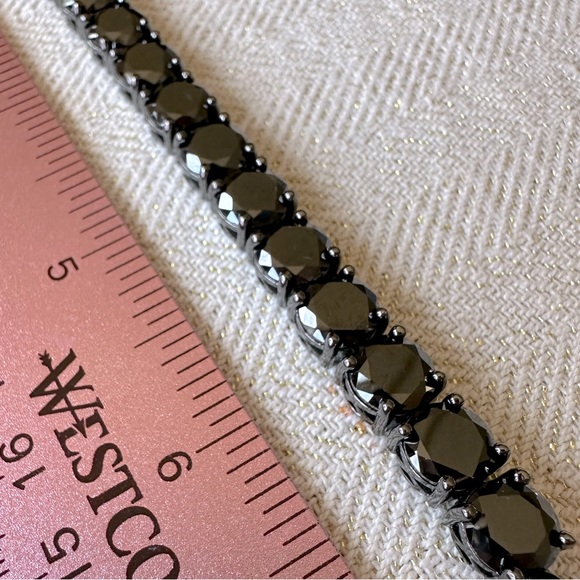 Jet Black CZ Impression Tennis Bracelet Set in Hematite by Park Lane Jewelry - Picture 6 of 8